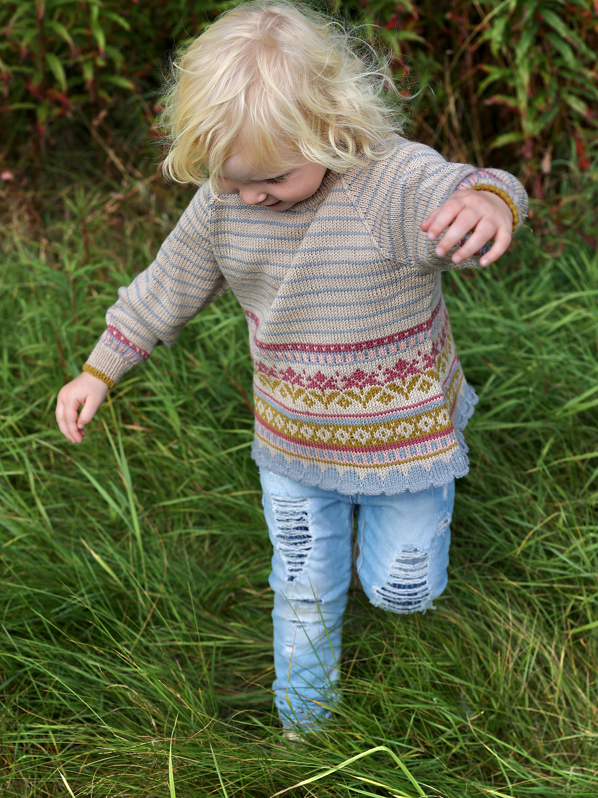 SORIA barnegenser beige/gråblå