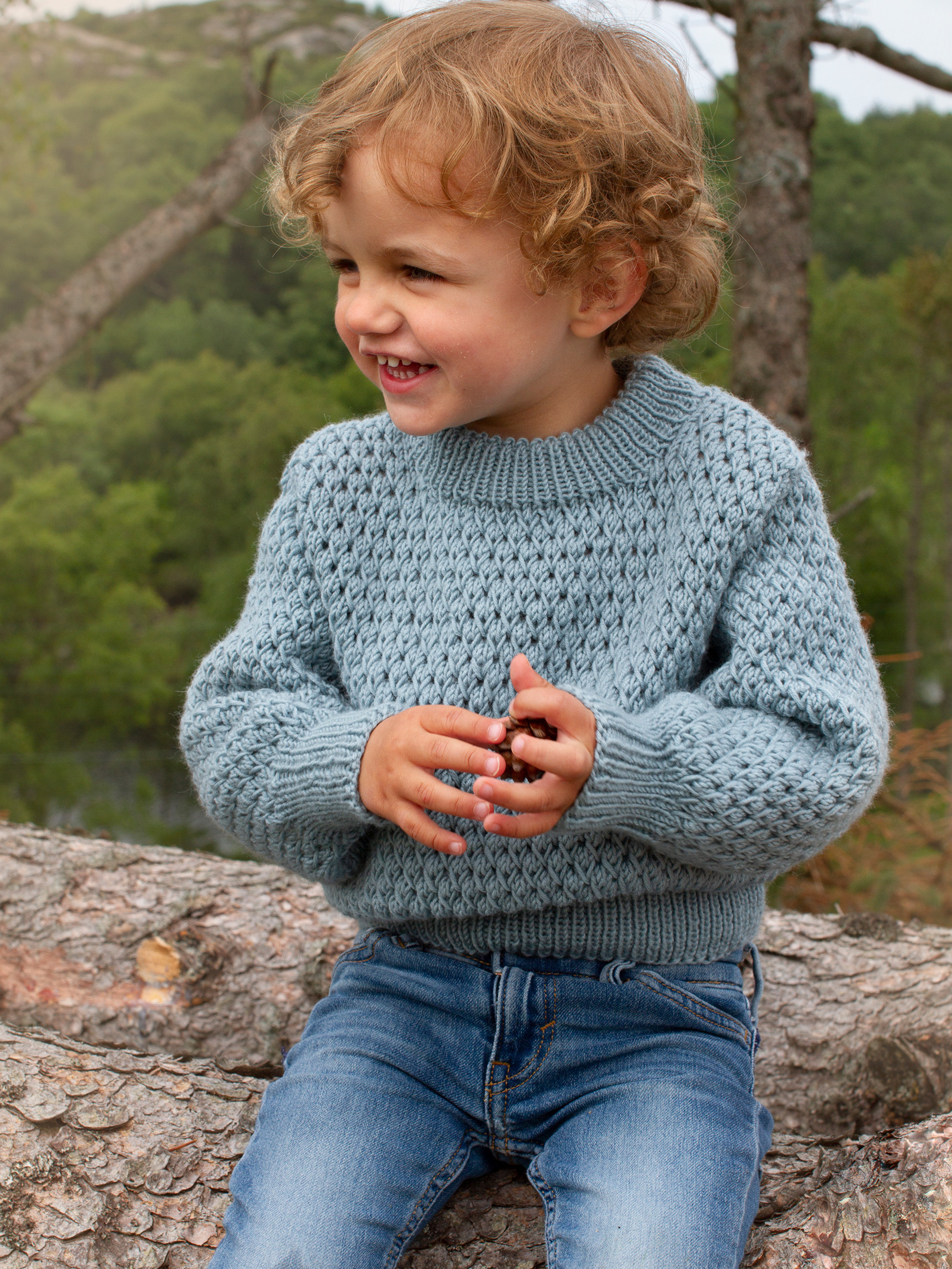 STAVA genser ensfarget lys petrol (Merinor)