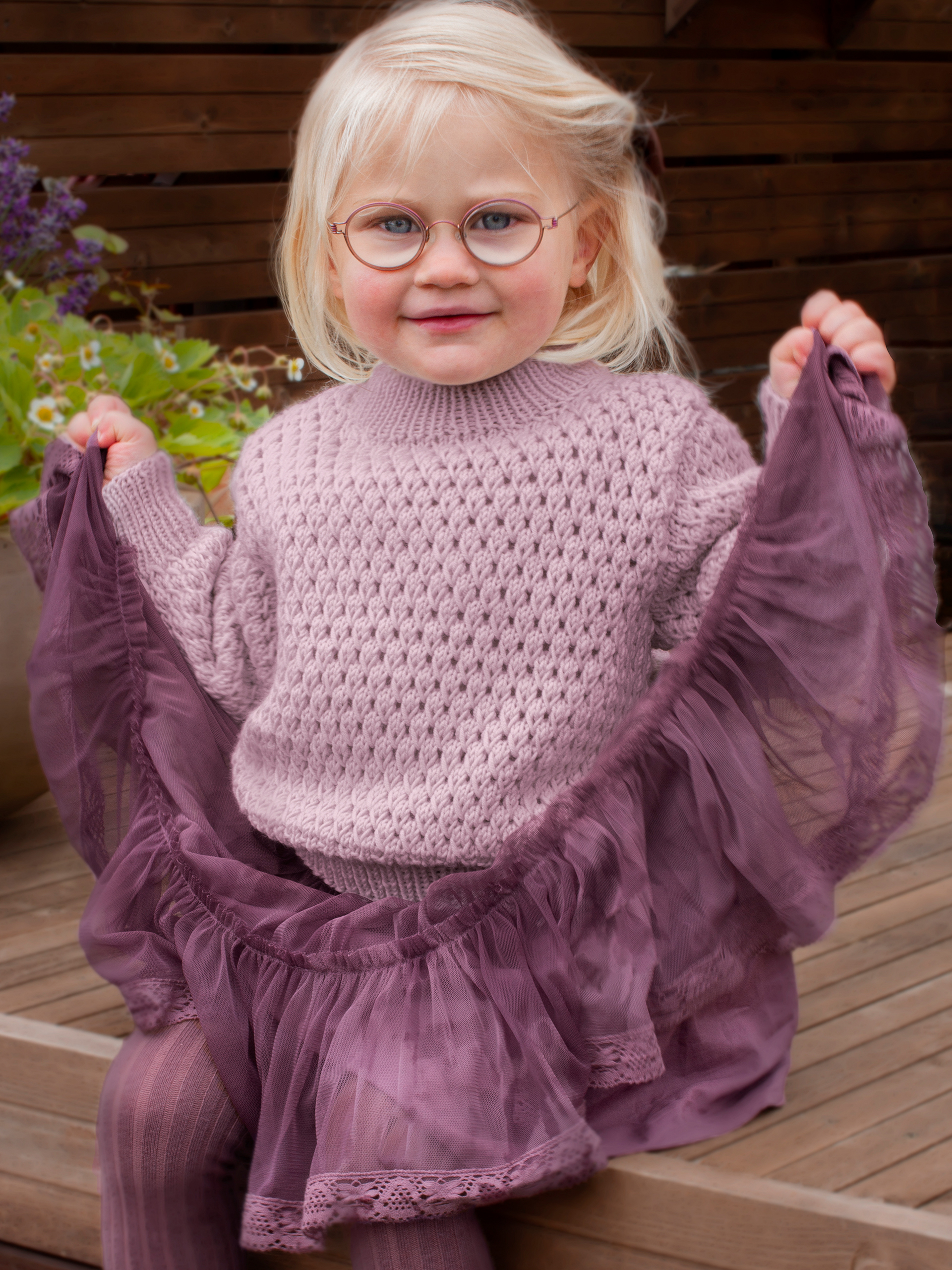 STAVA genser ensfarget pudderrosa (Merinor)