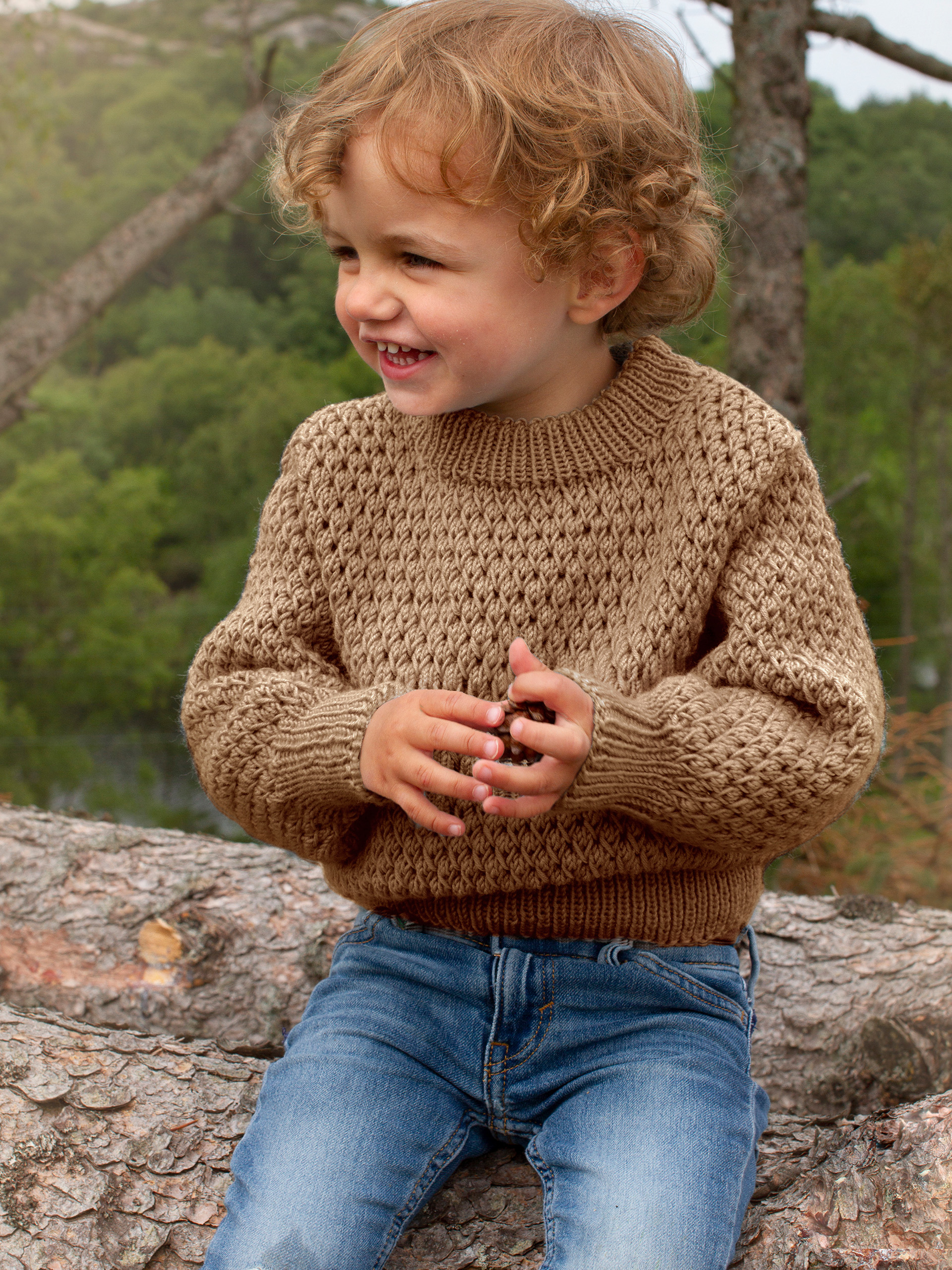 STAVA genser ensfarget varm beige (Merinor)