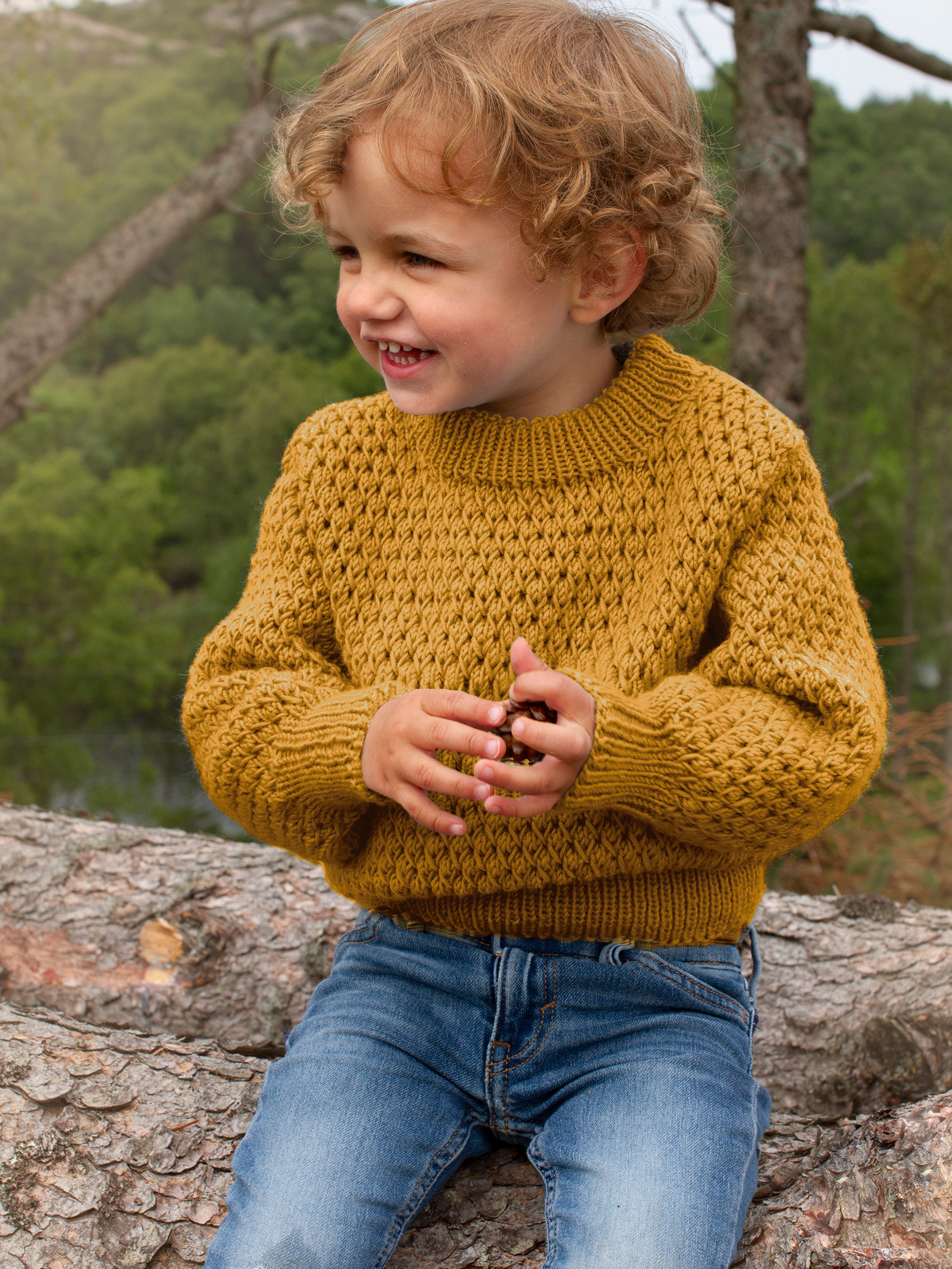 STAVA genser ensfarget gullgul (Merinor)