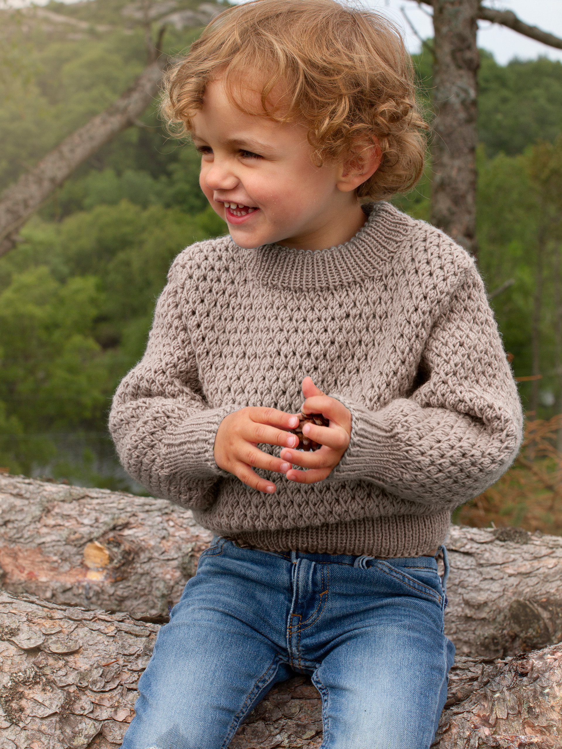 STAVA genser ensfarget beige (Merinor)