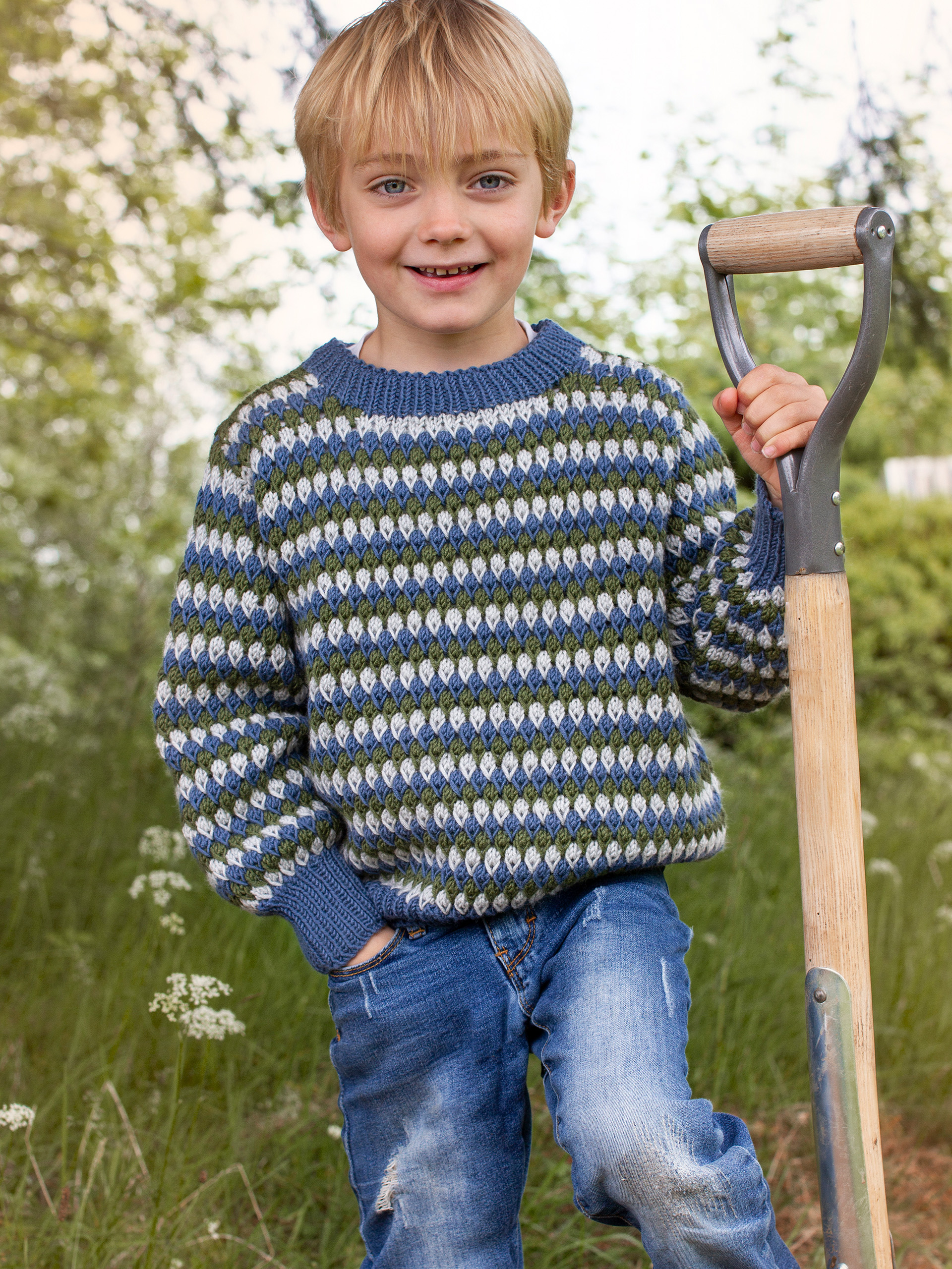 STAVA genser striper denim