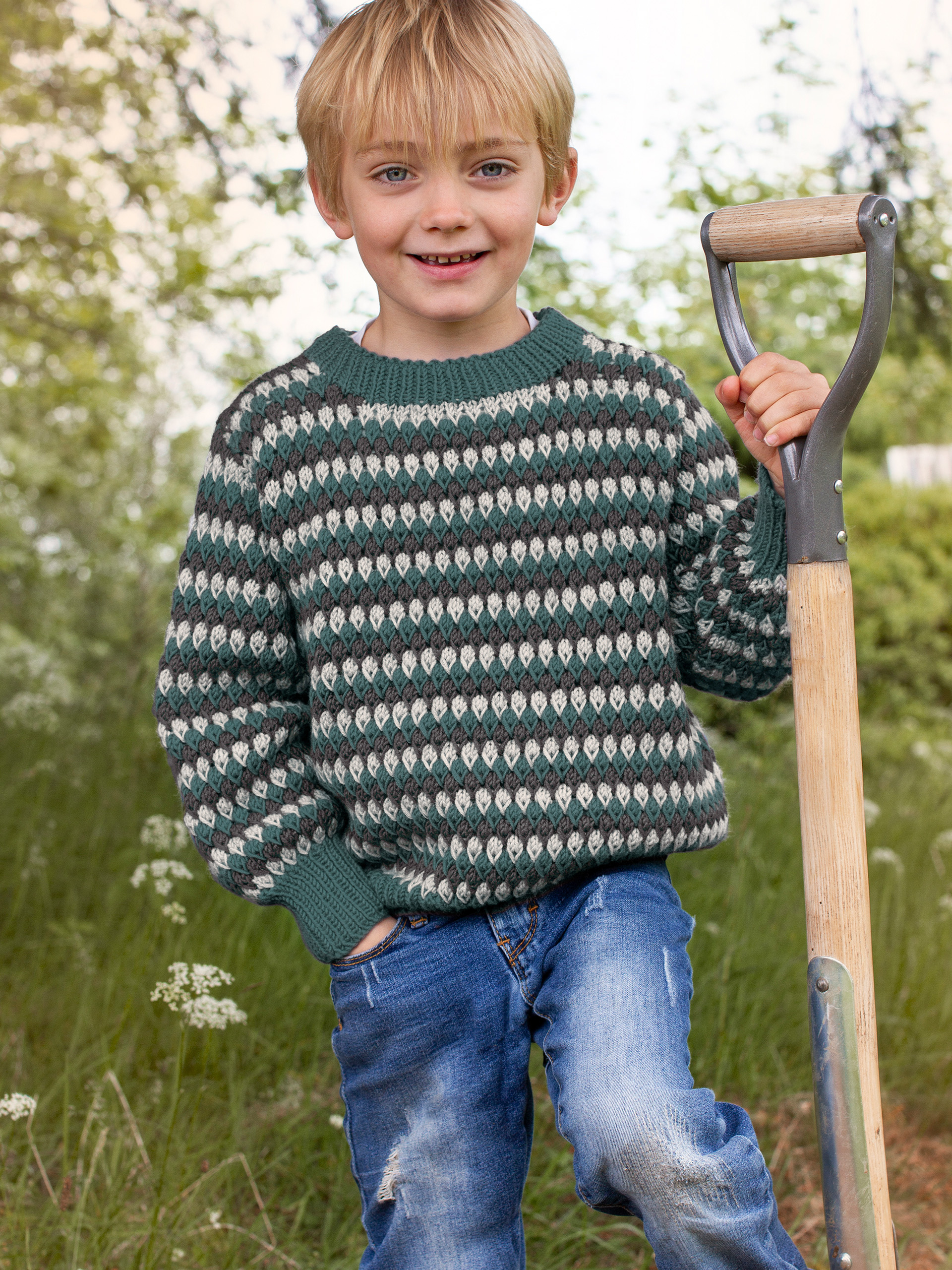 STAVA genser striper grågrønn