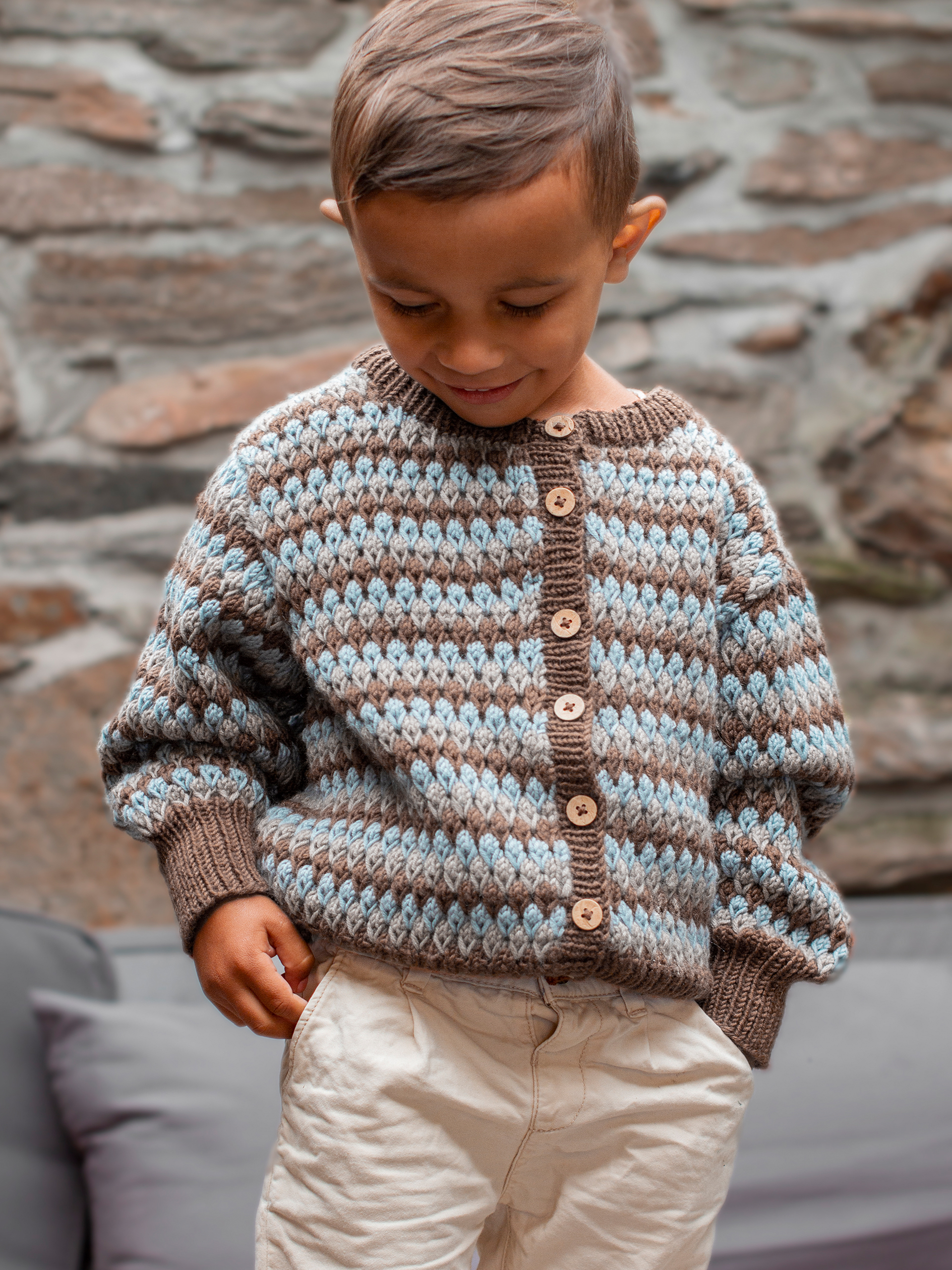 STAVA jakke striper brunmelert