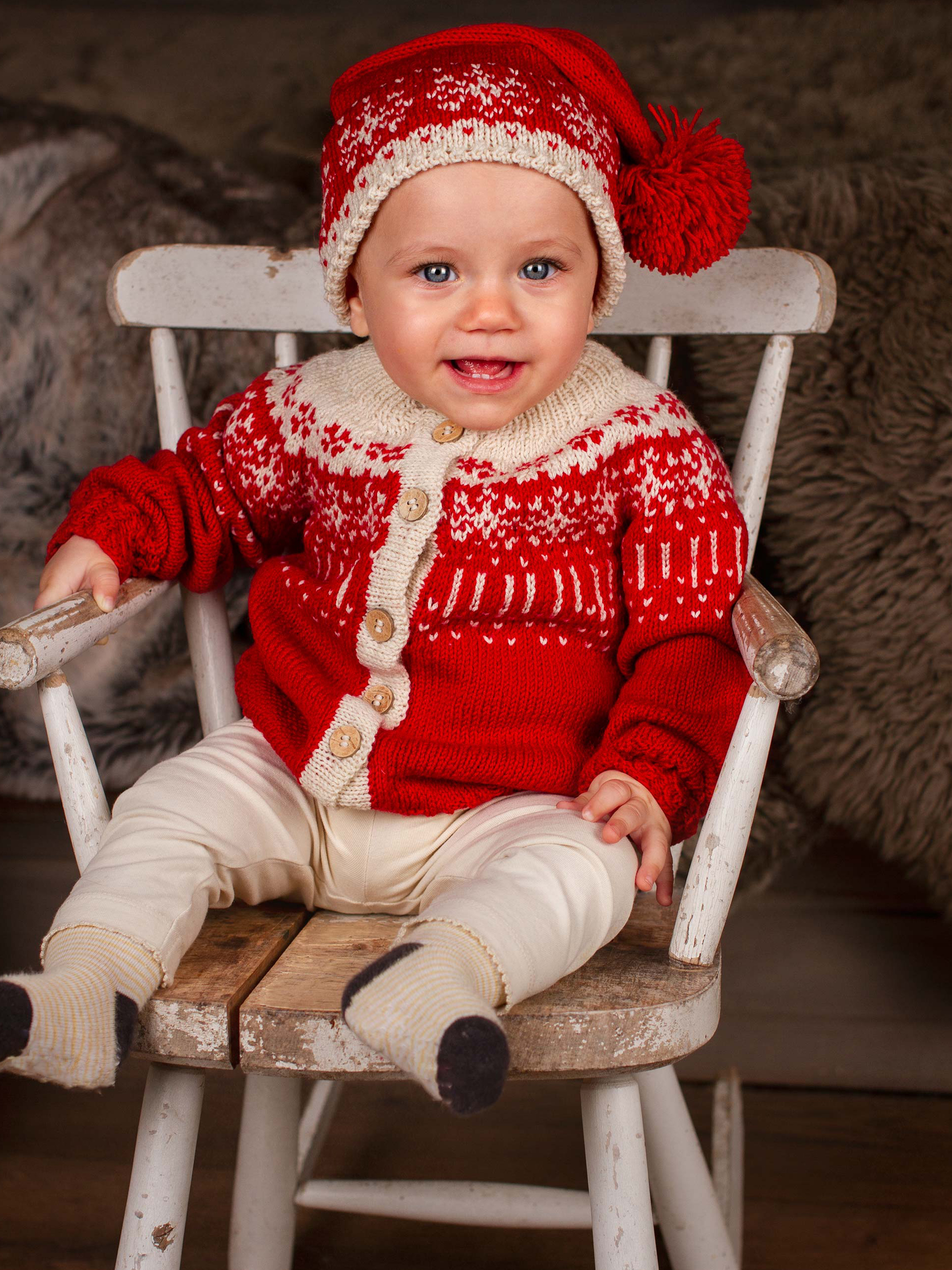 STJERNESKUDD jakke barn rød-kitt (Woolevo)