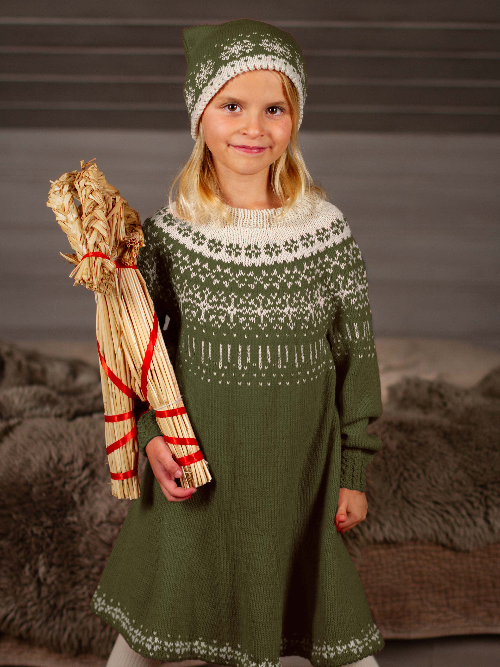 STJERNESKUDD kjole oliven-kitt