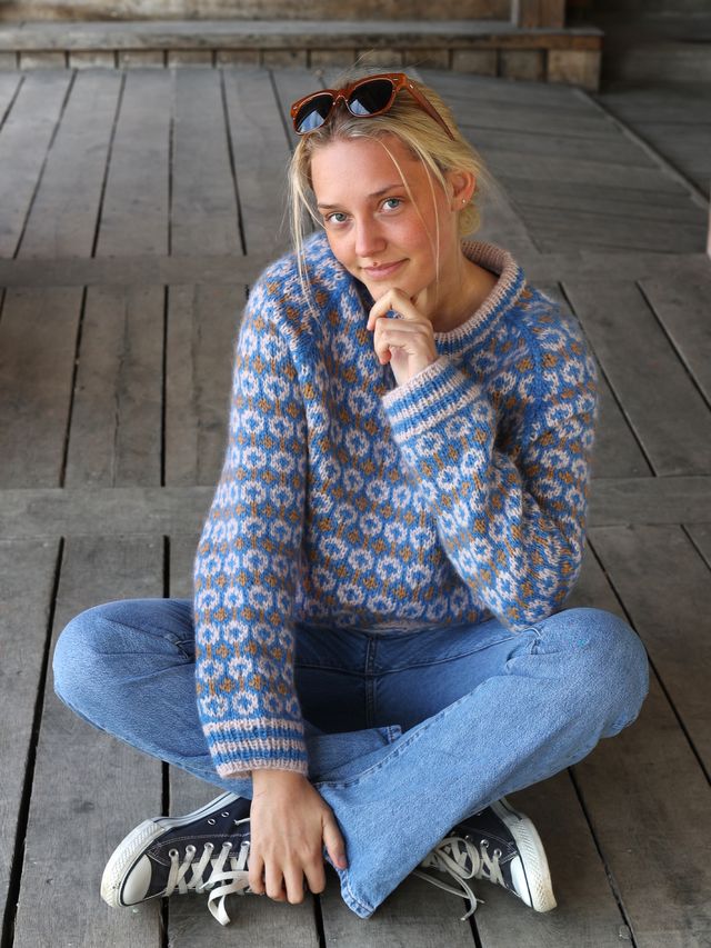 SVALASTOG KOS blå/beige M/ skinnlapp