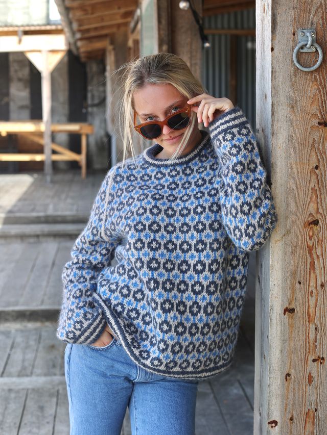 SVALASTOG KOS blå/sand M/ skinnlapp