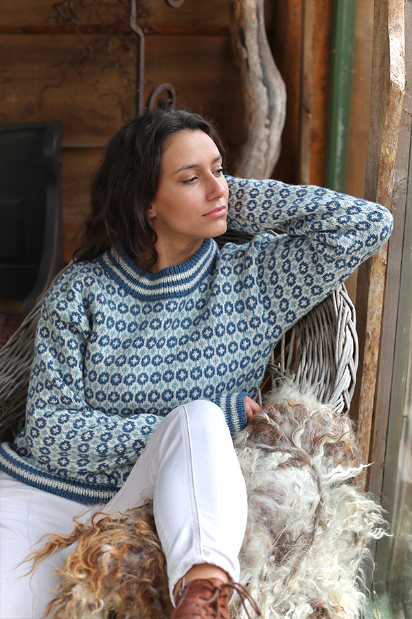 SVALASTOG dame støvet blå M/ skinnlapp