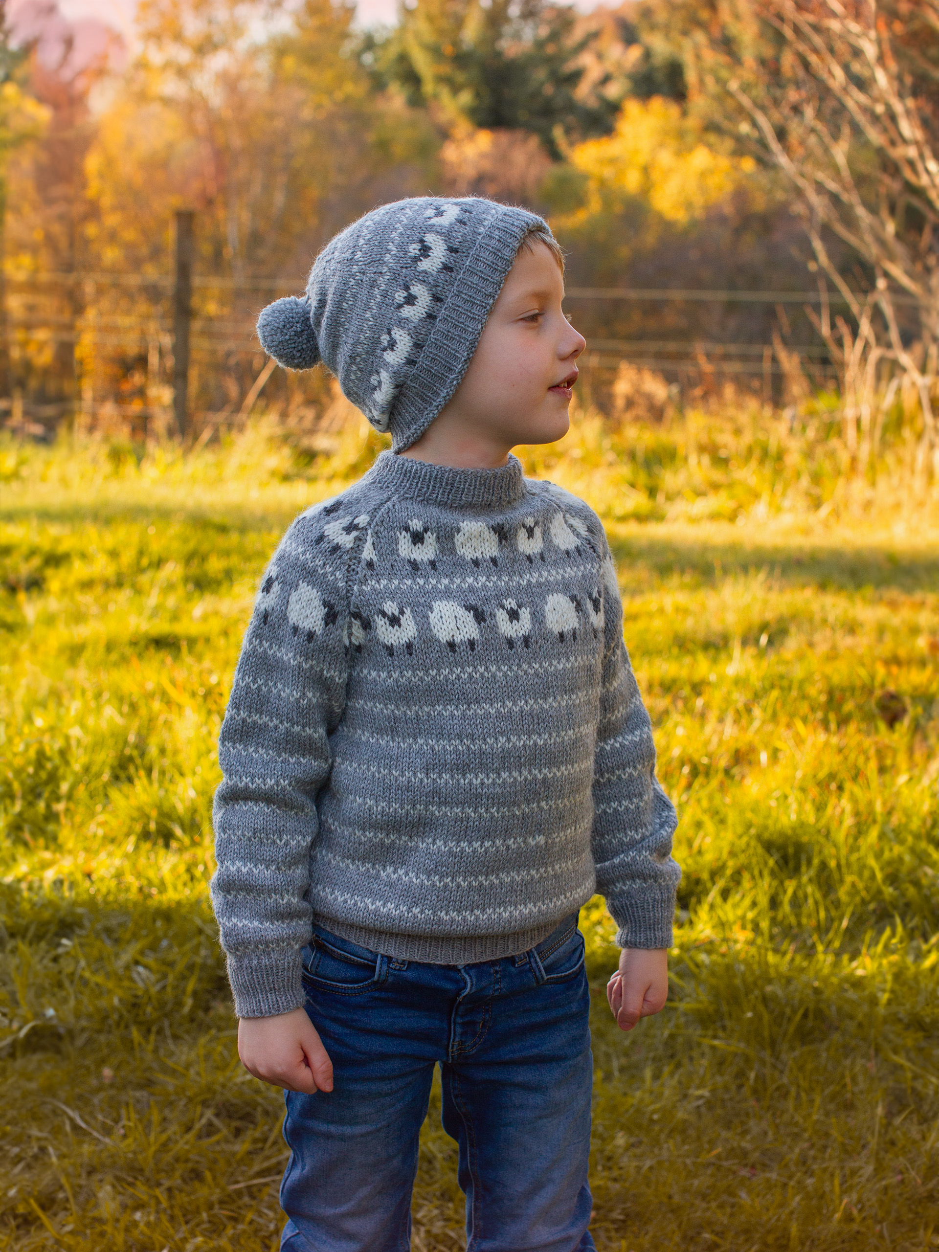 ULLAN genser & lue mini grå