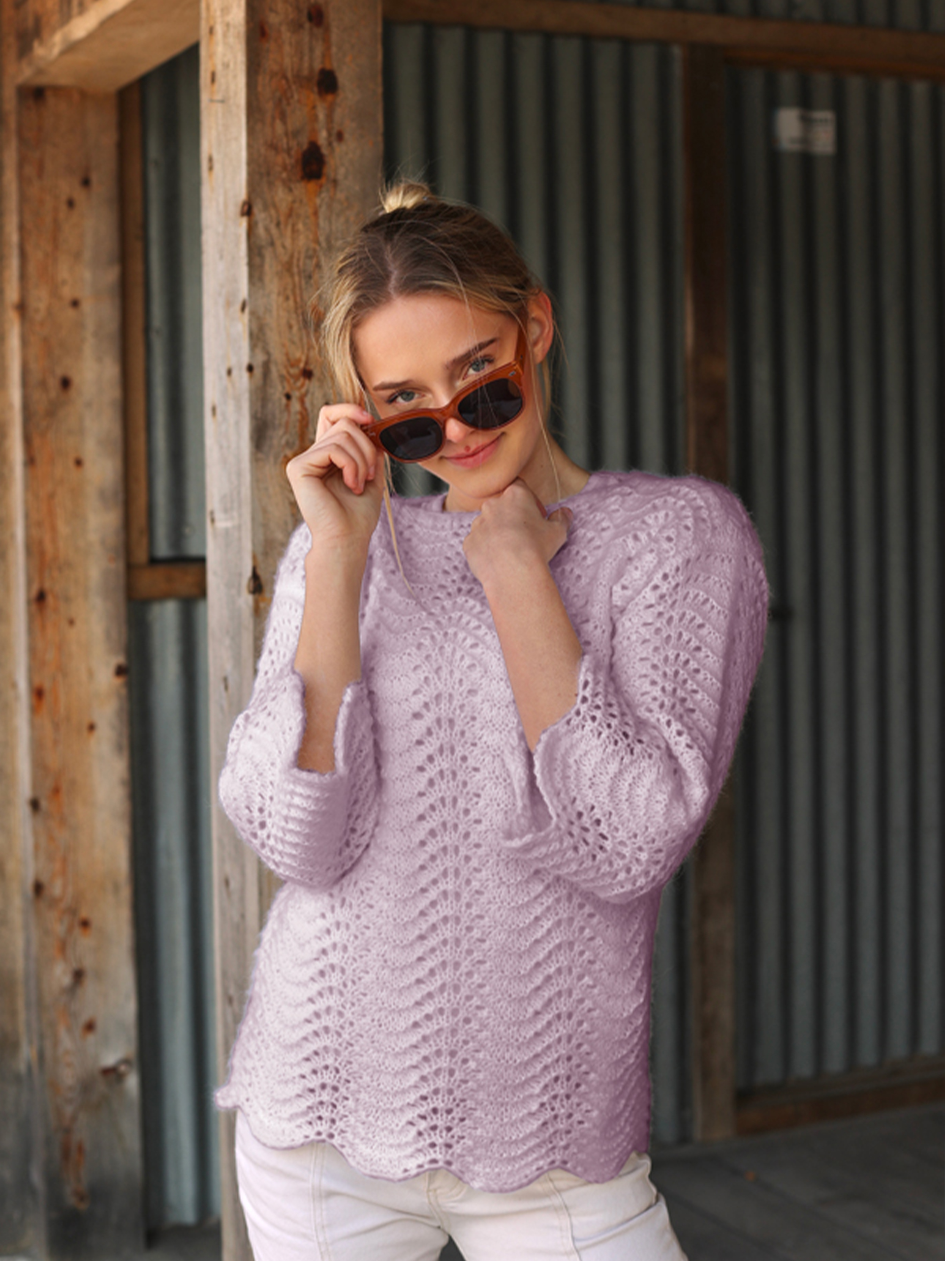 Wave Only genser lys lilla