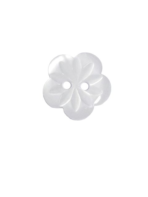 Knapp med blomst - 15 mm - Hvit