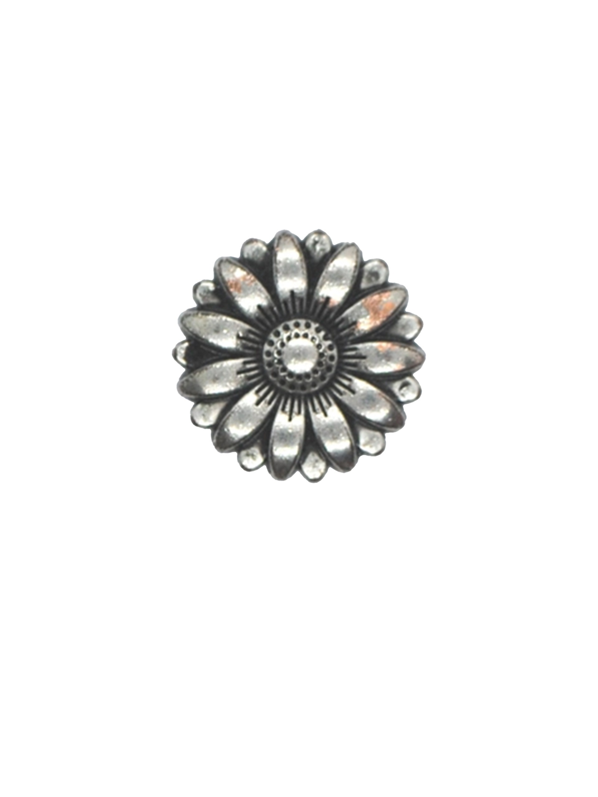Knapp - 18 mm - Metall blomst antikksølv