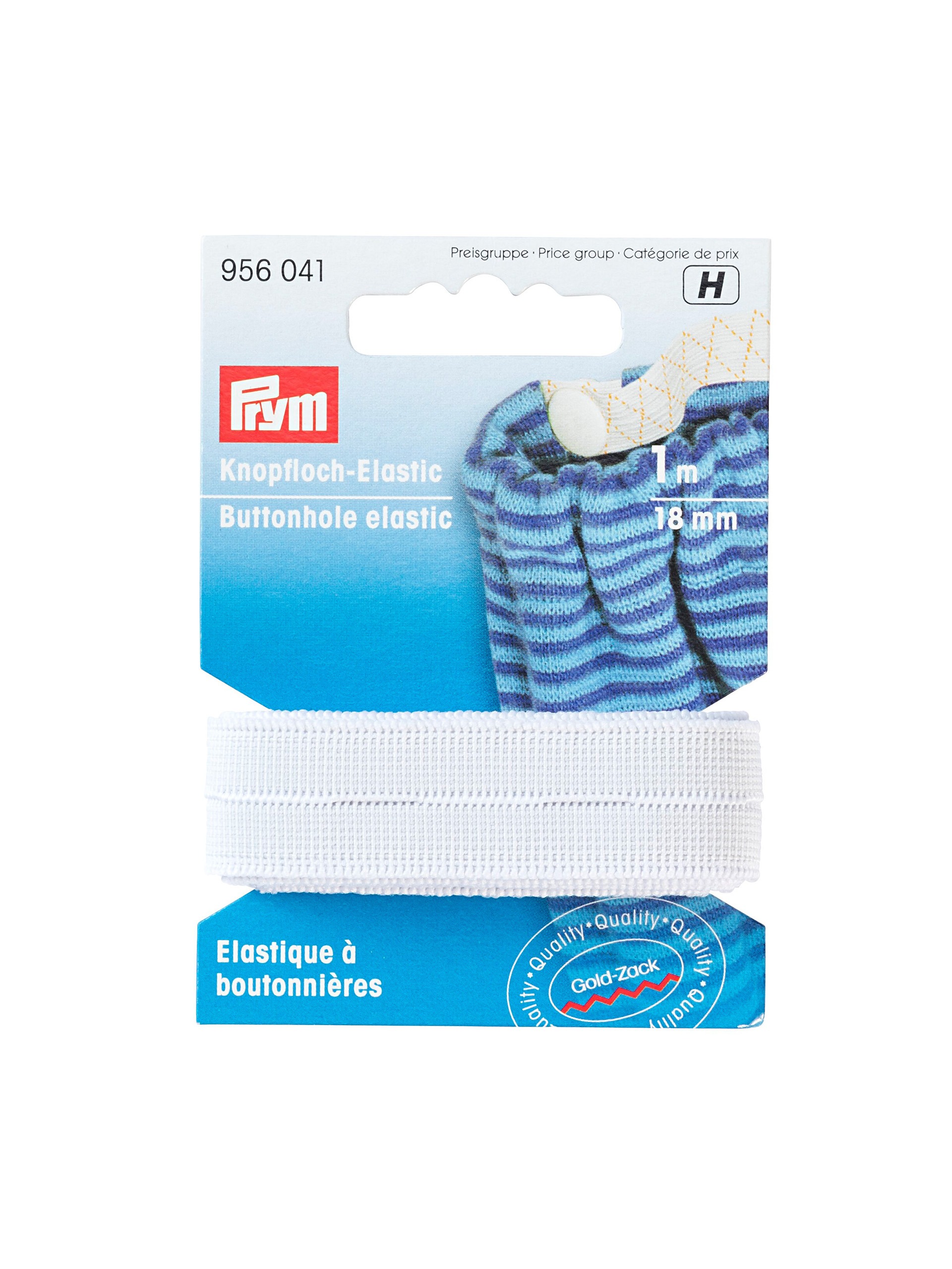 Prym - Knapphullselastikk - 18 mm - Hvit