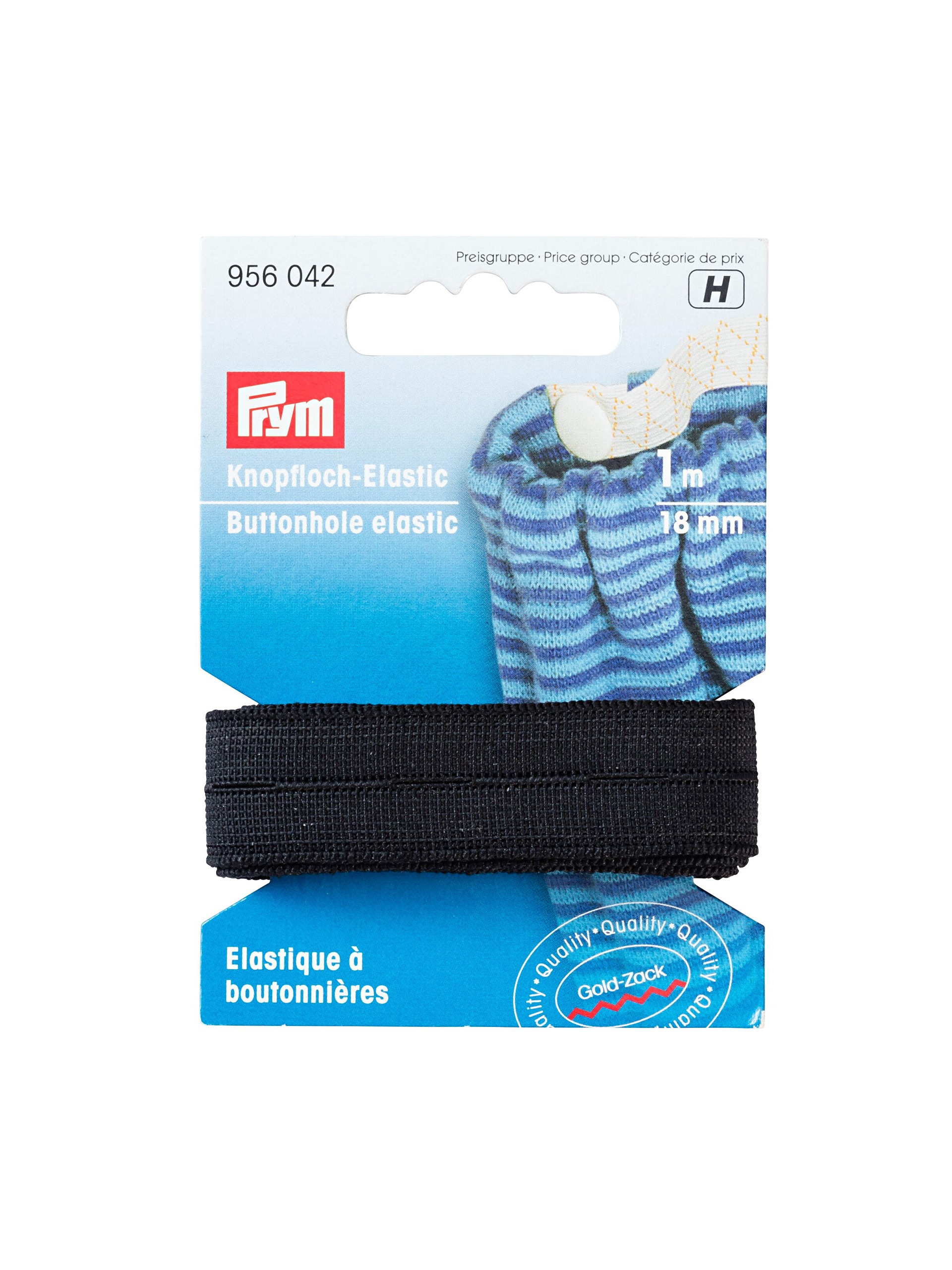 Prym - Knapphullselastikk - 18 mm - Svart