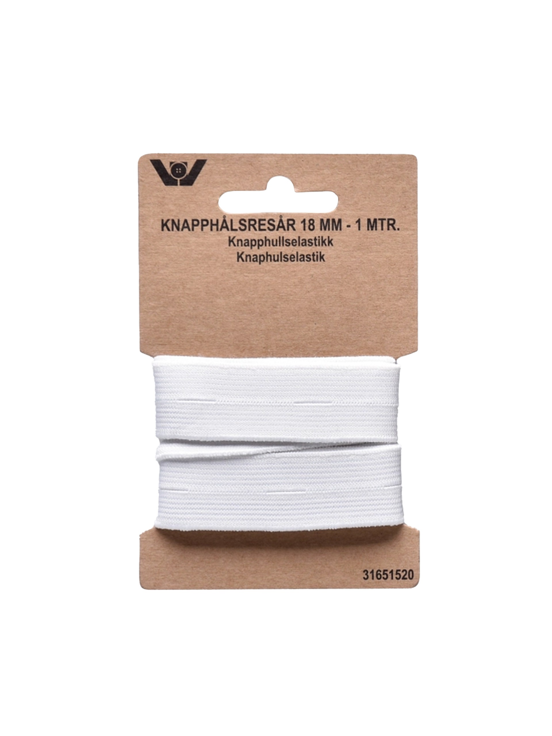 Knapphullstrikk - 18mm - Hvit
