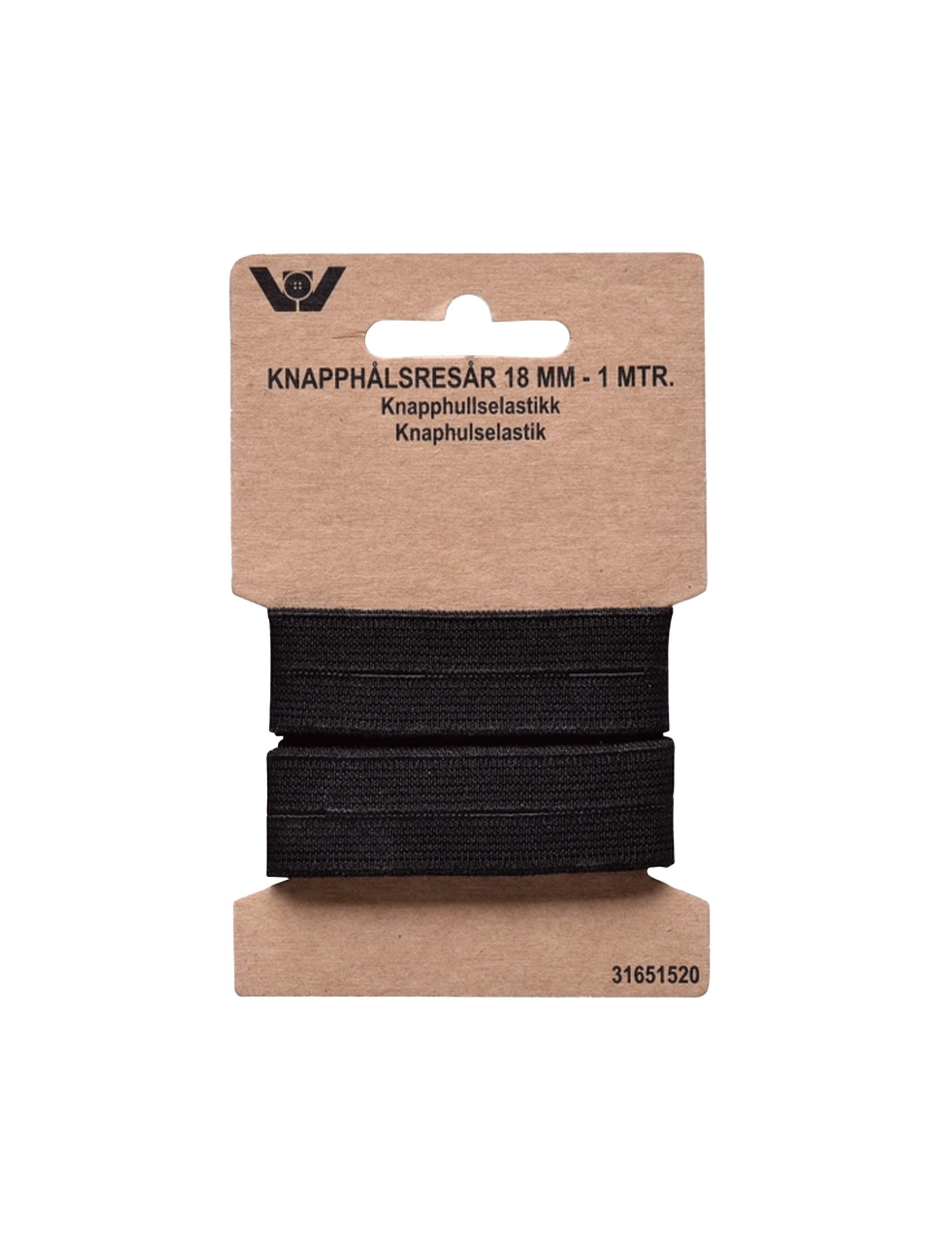 Knapphullstrikk - 18mm - Svart