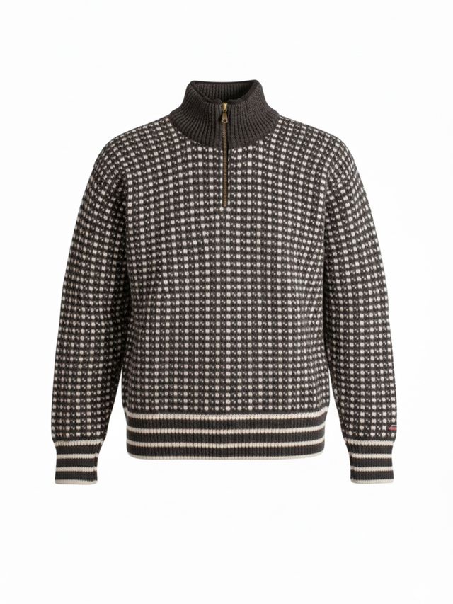 Str. S - Islender unisex genser m/zip og fleece koksgrå