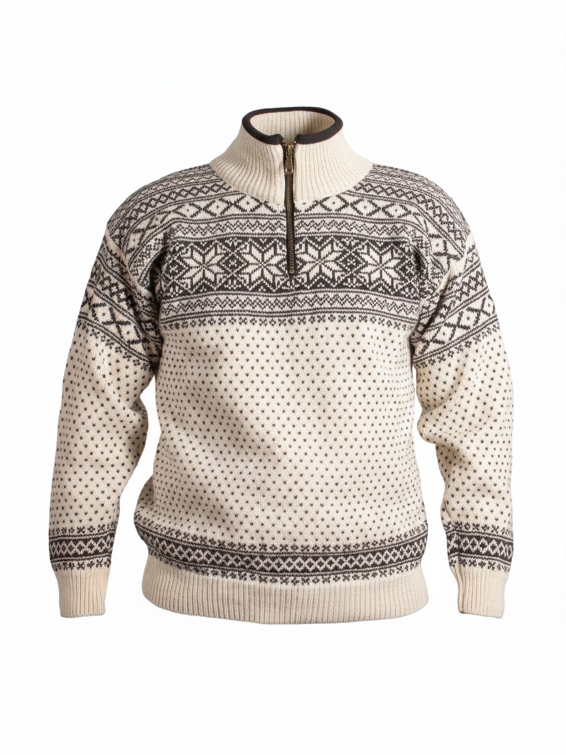 Str. S - Setesdal unisex genser m/zip offwhite