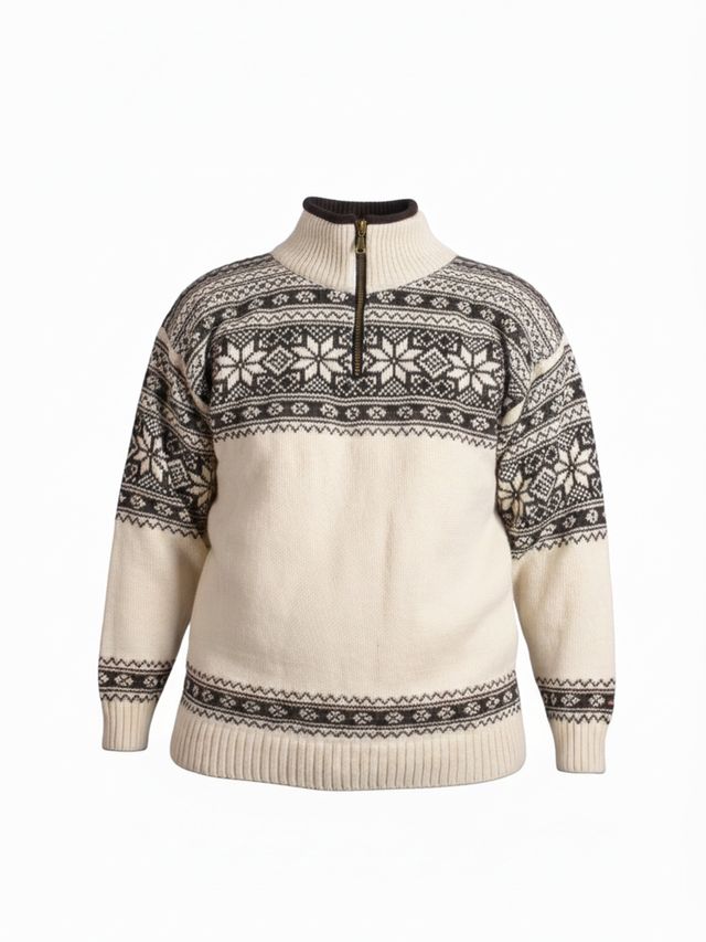 Str. XXL - Hygge unisex genser m/zip offwhite