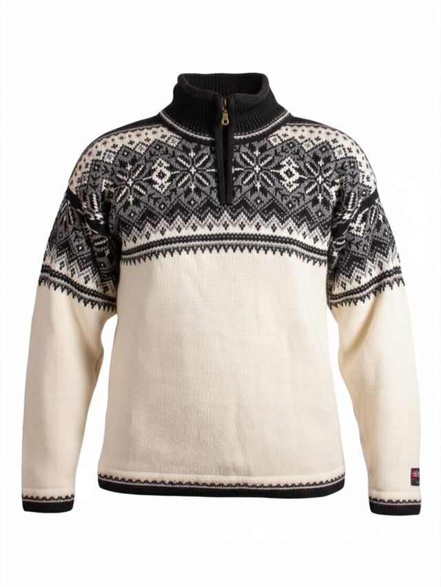 Str. L - Sval unisex genser m/zip offwhite