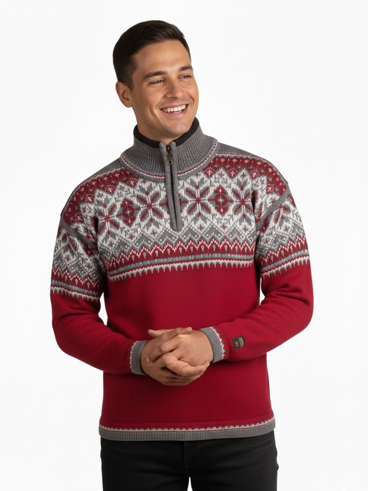 Str. L - Sval unisex genser m/zip rød - Garnius