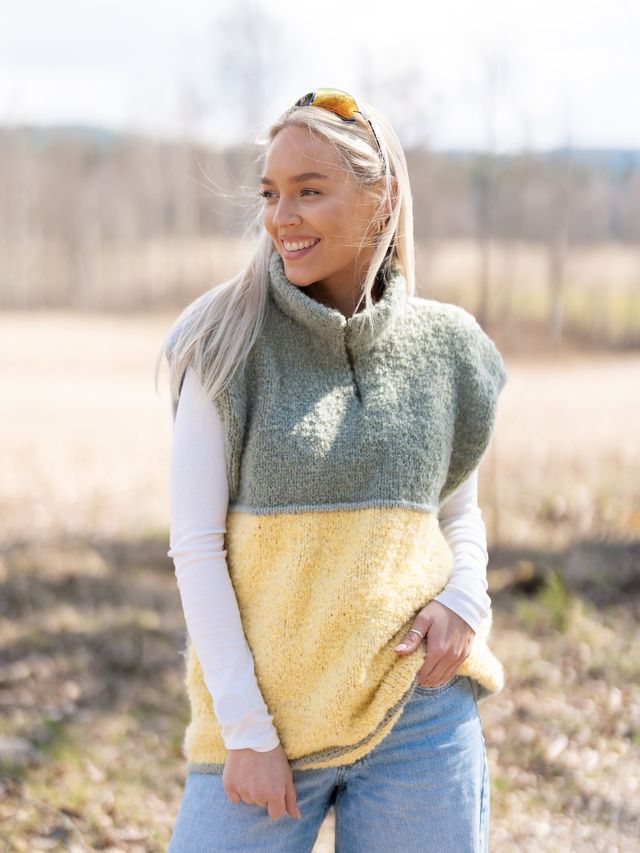 621V-07a Rilo zip knit vest kort