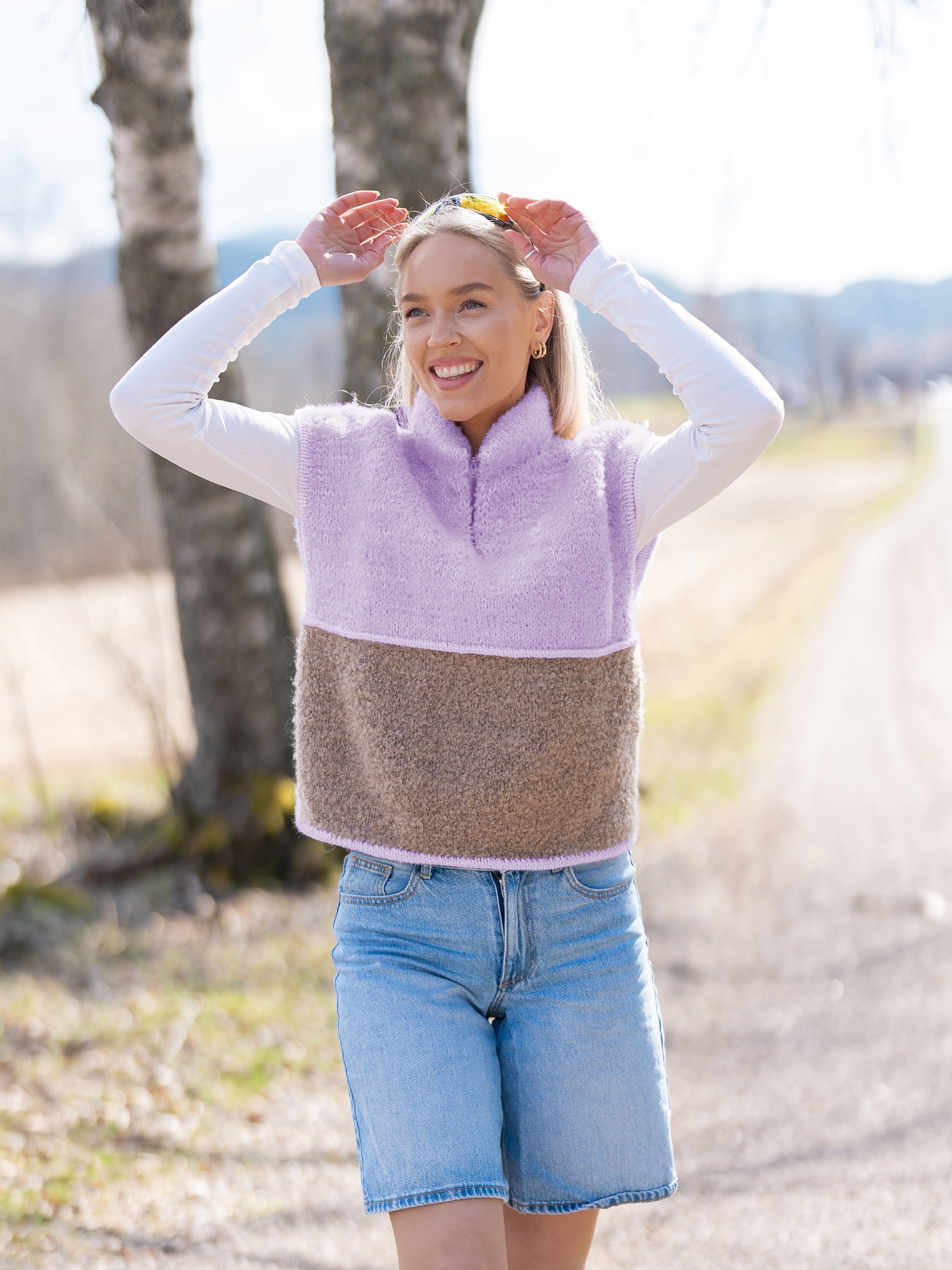 621V-08d Rilo zip knit vest lang