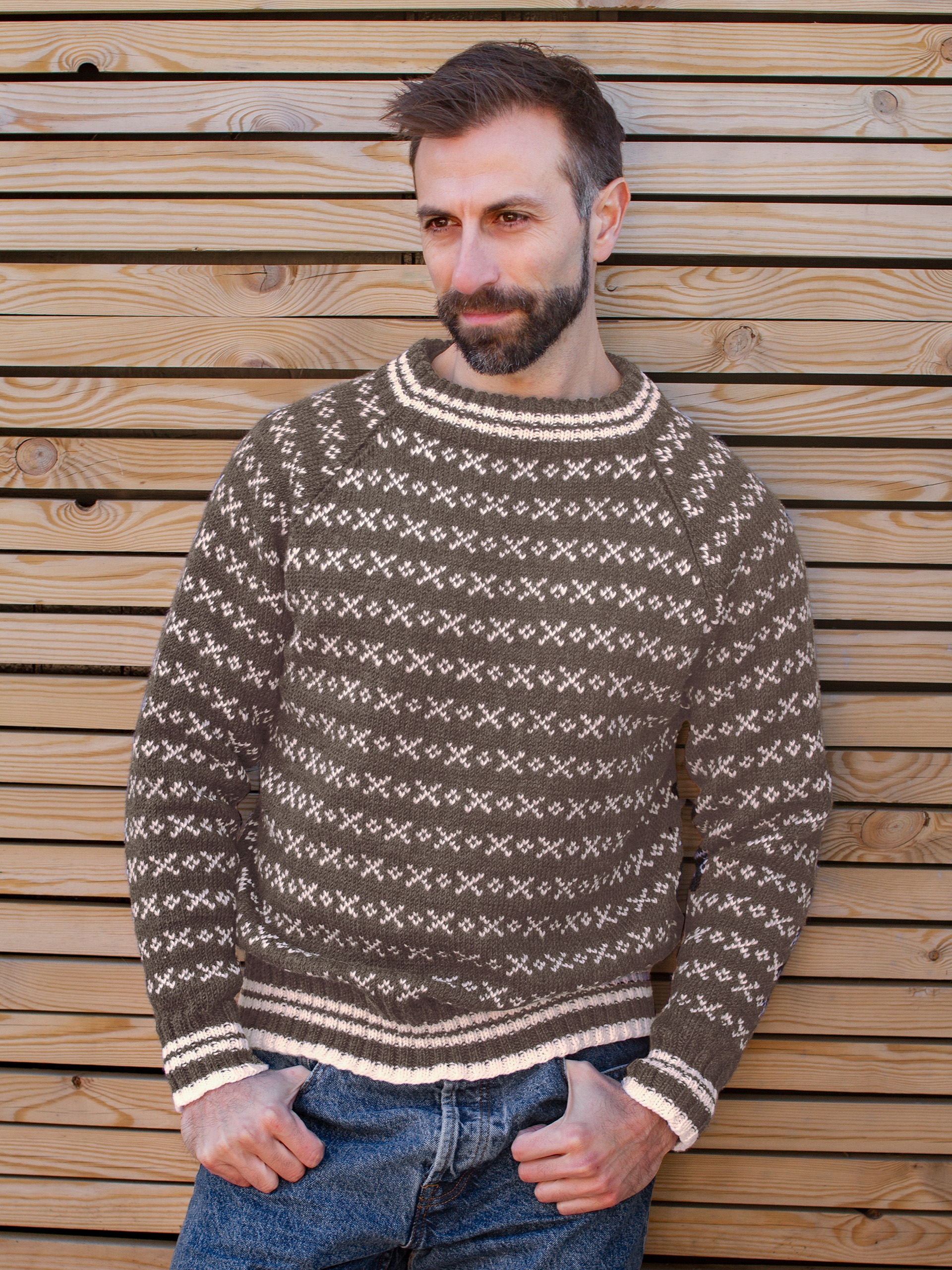 HUSAVIK Islender herre brunmelert (Woolevo)