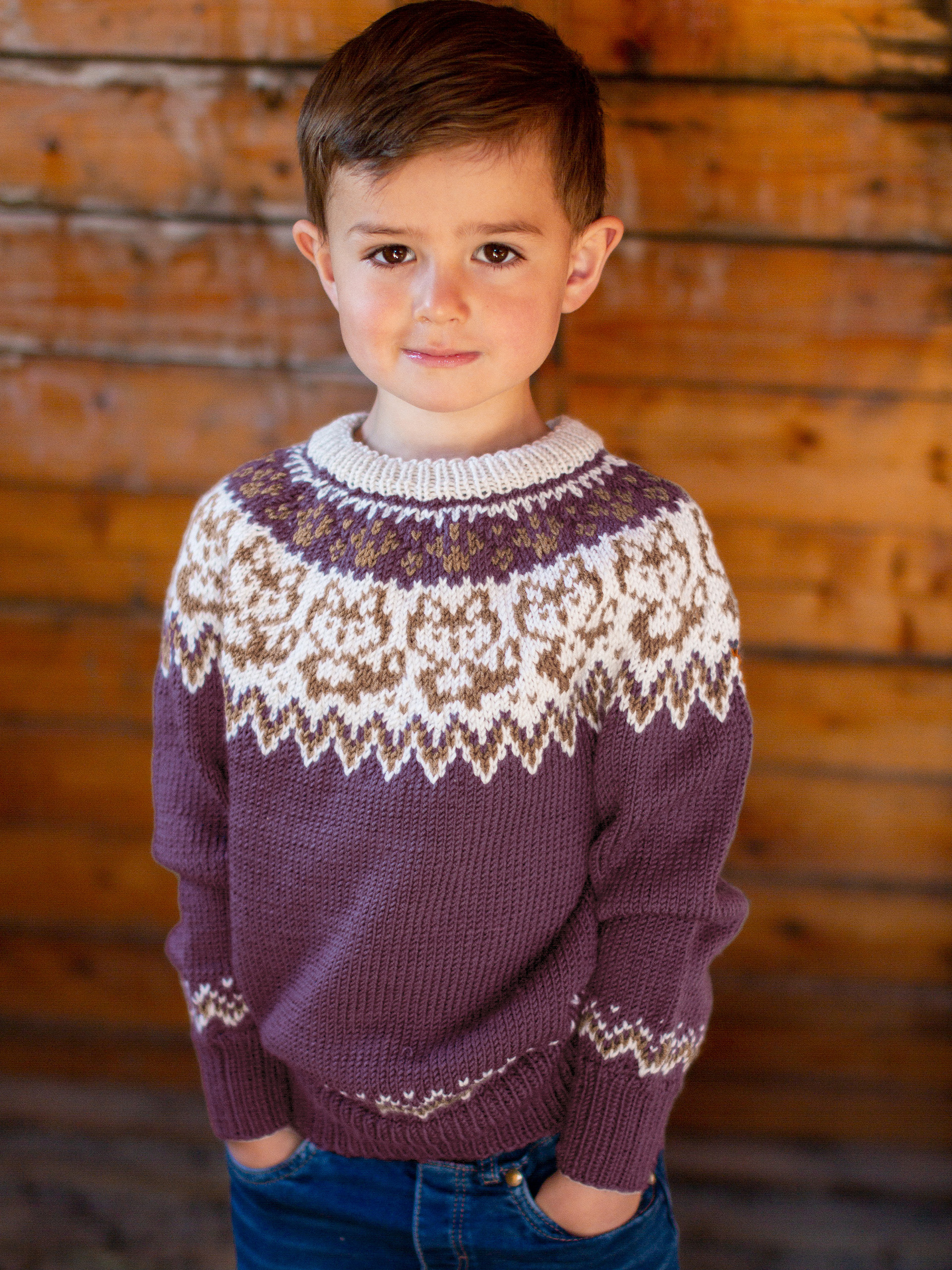 LURING genser og lue rødlilla (Woolevo)