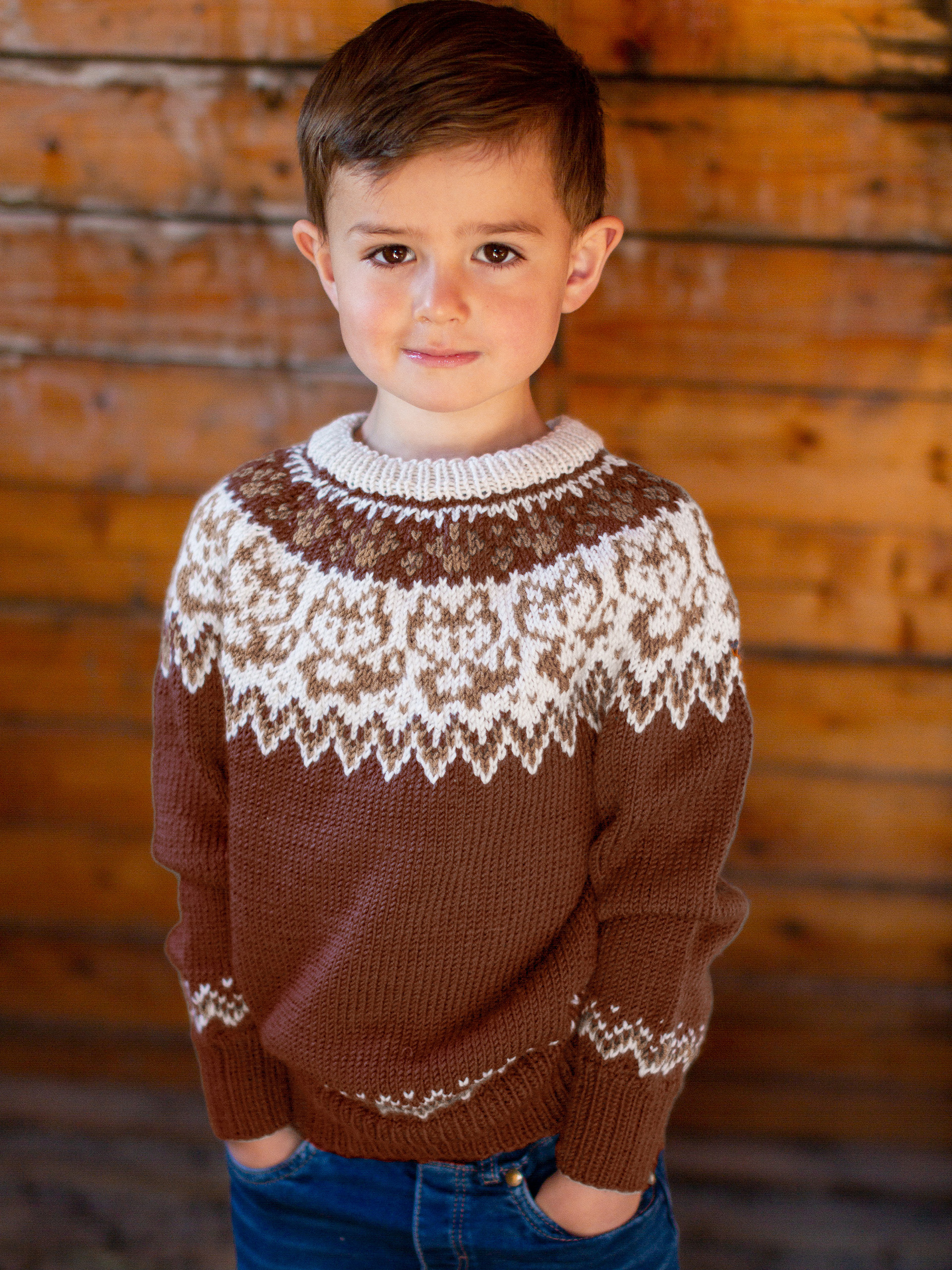 LURING genser og lue rustbrun (Woolevo)