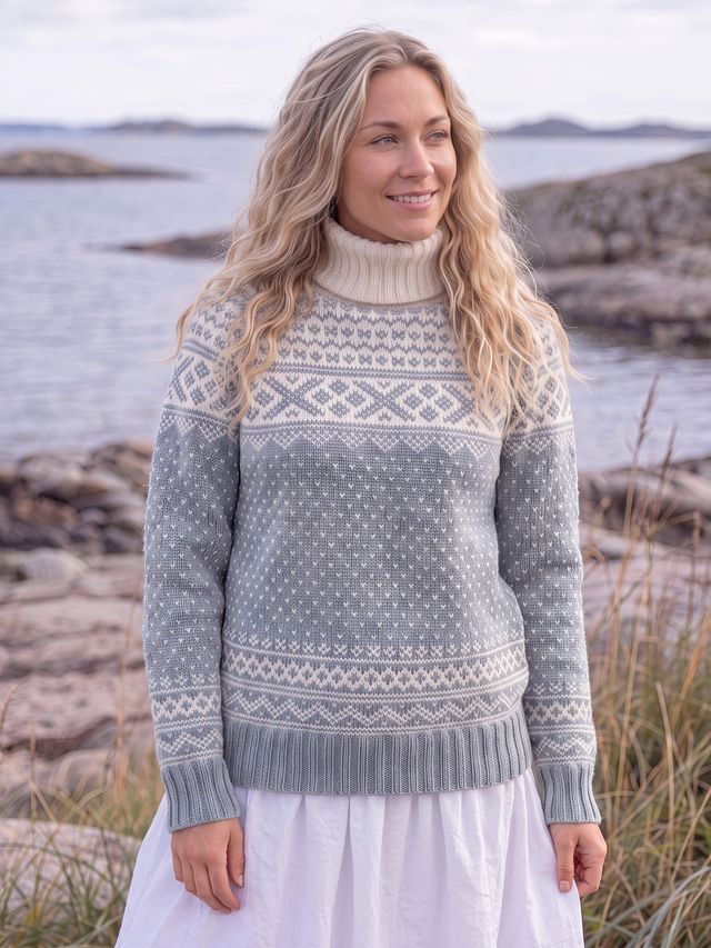 SETESDAL genser unisex lys gråblå