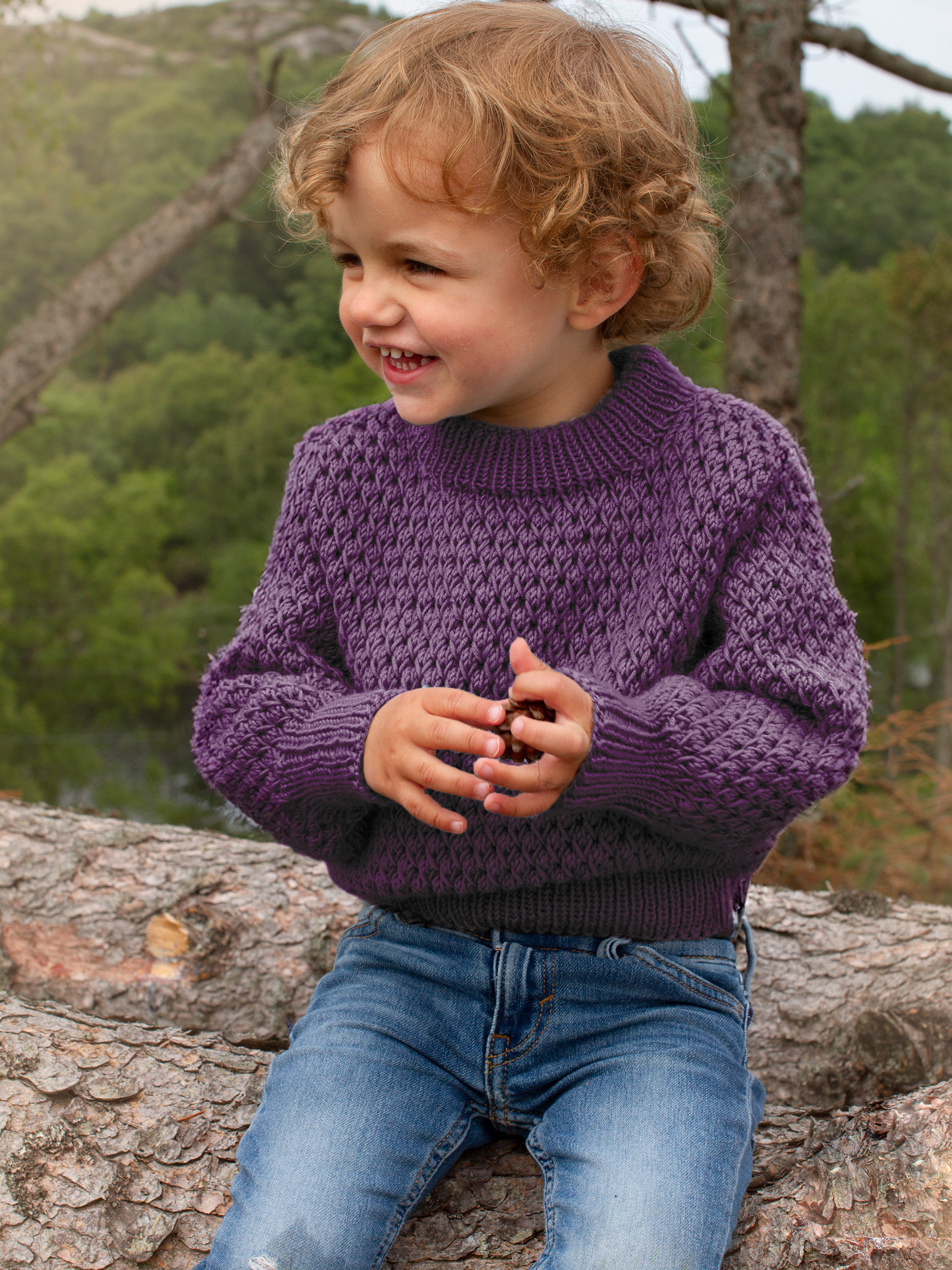 STAVA genser ensfarget rødlilla (Woolevo)