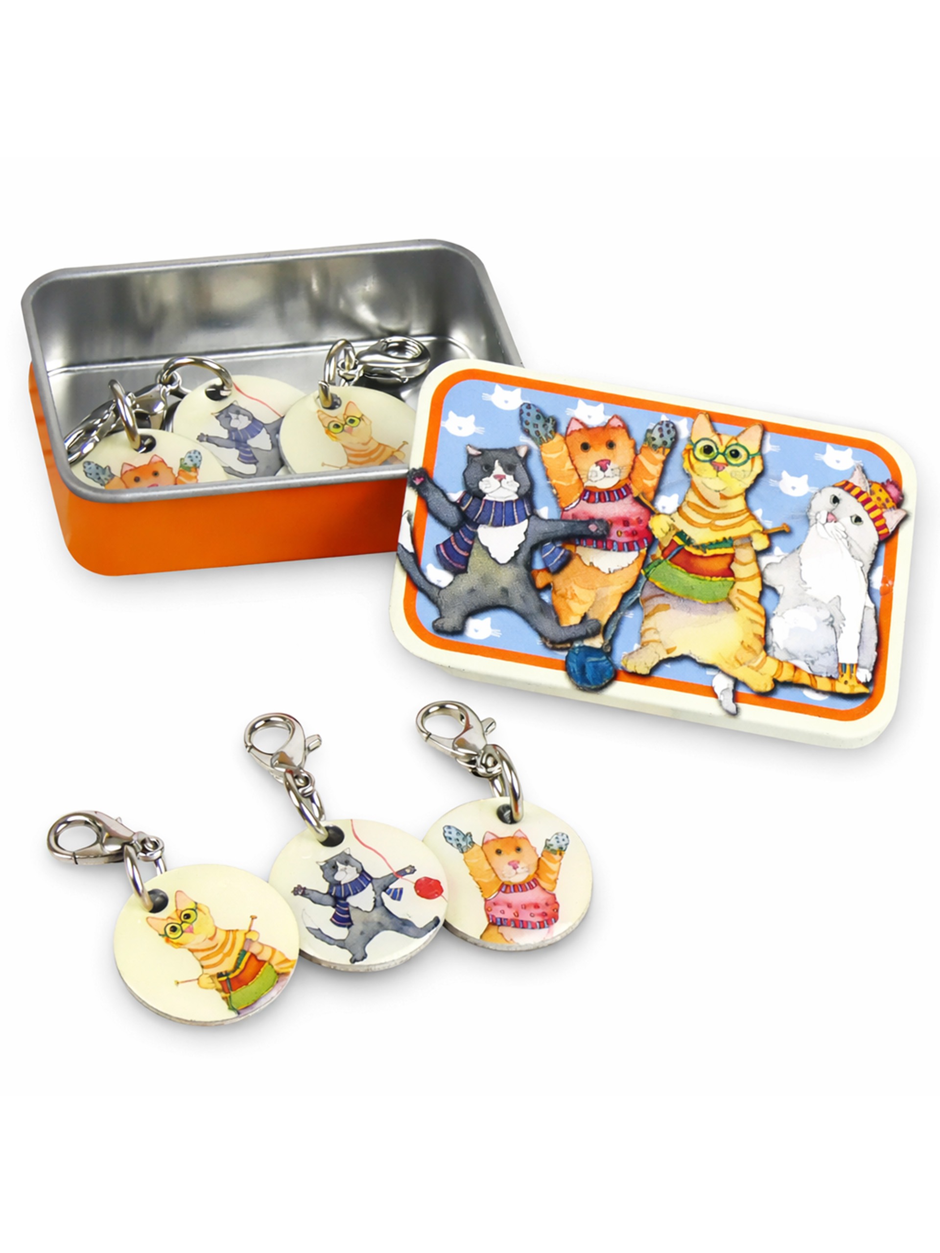 Maskemarkører m/tinnboks - Katter med votter