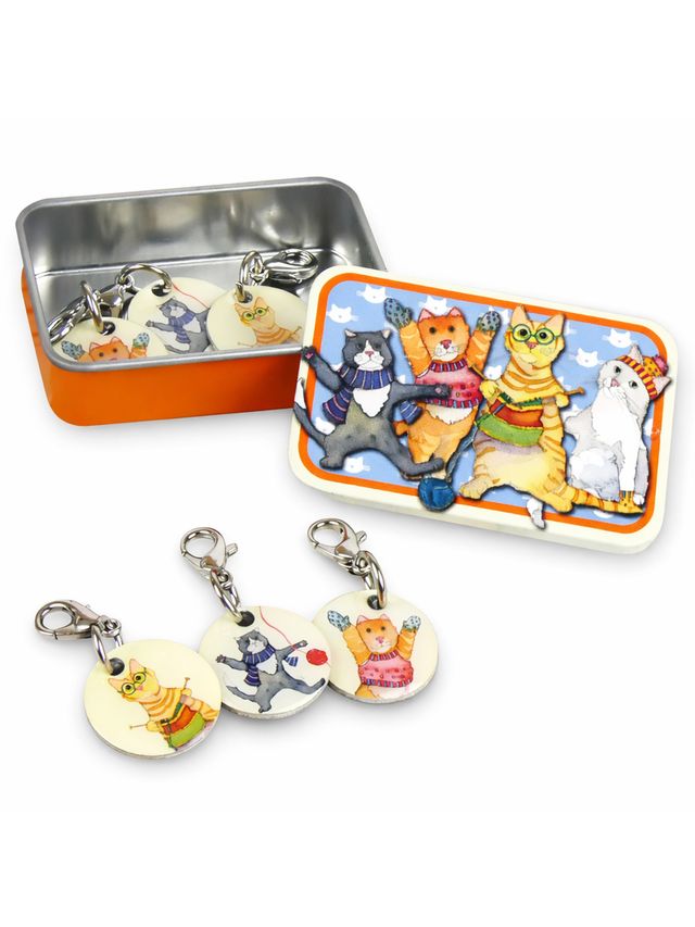 Maskemarkører m/tinnboks - Katter med votter