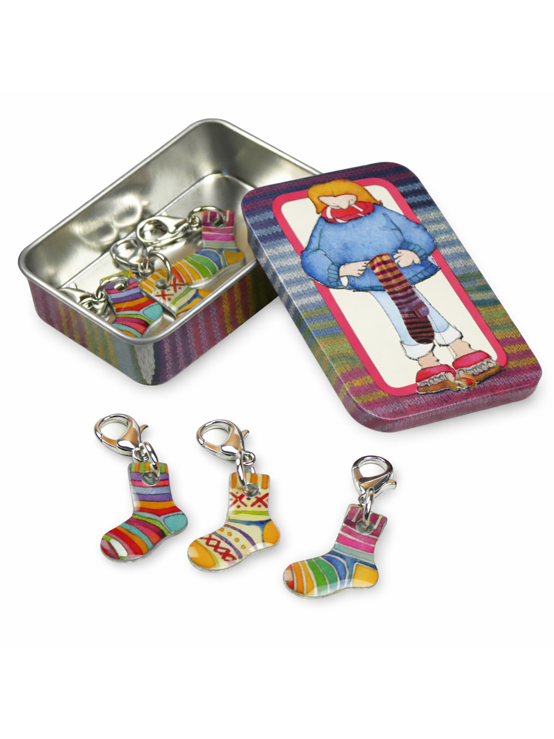 Maskemarkører m/tinnboks - Strikkede sokker