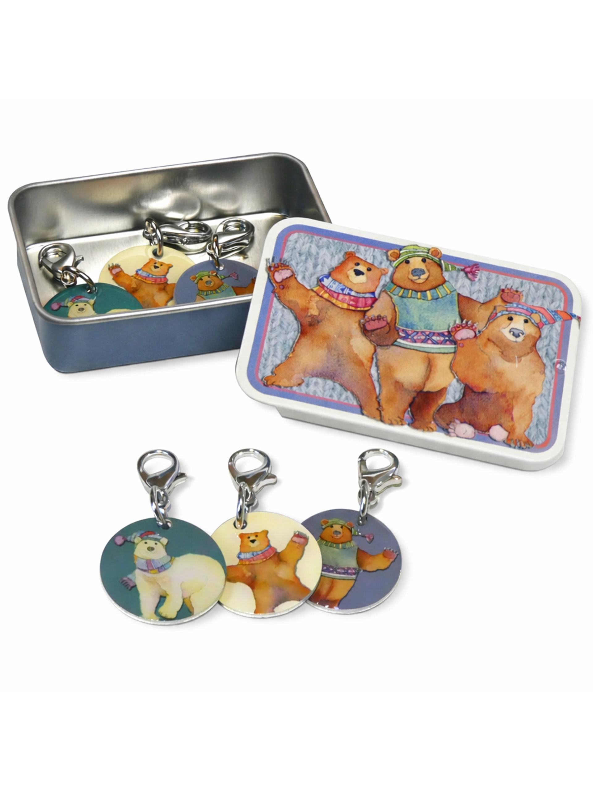 Maskemarkører m/tinnboks - Ullkledde bjørner