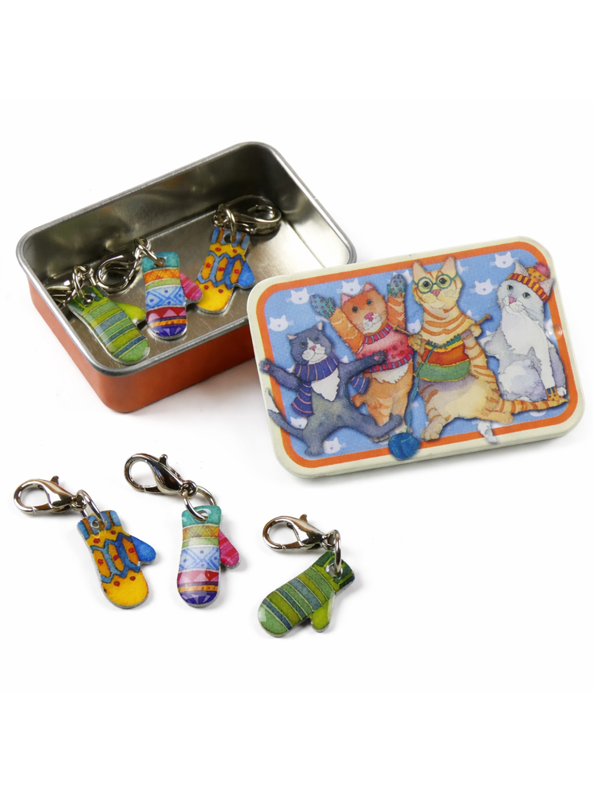 Maskemarkører m/tinnboks - Strikkede votter