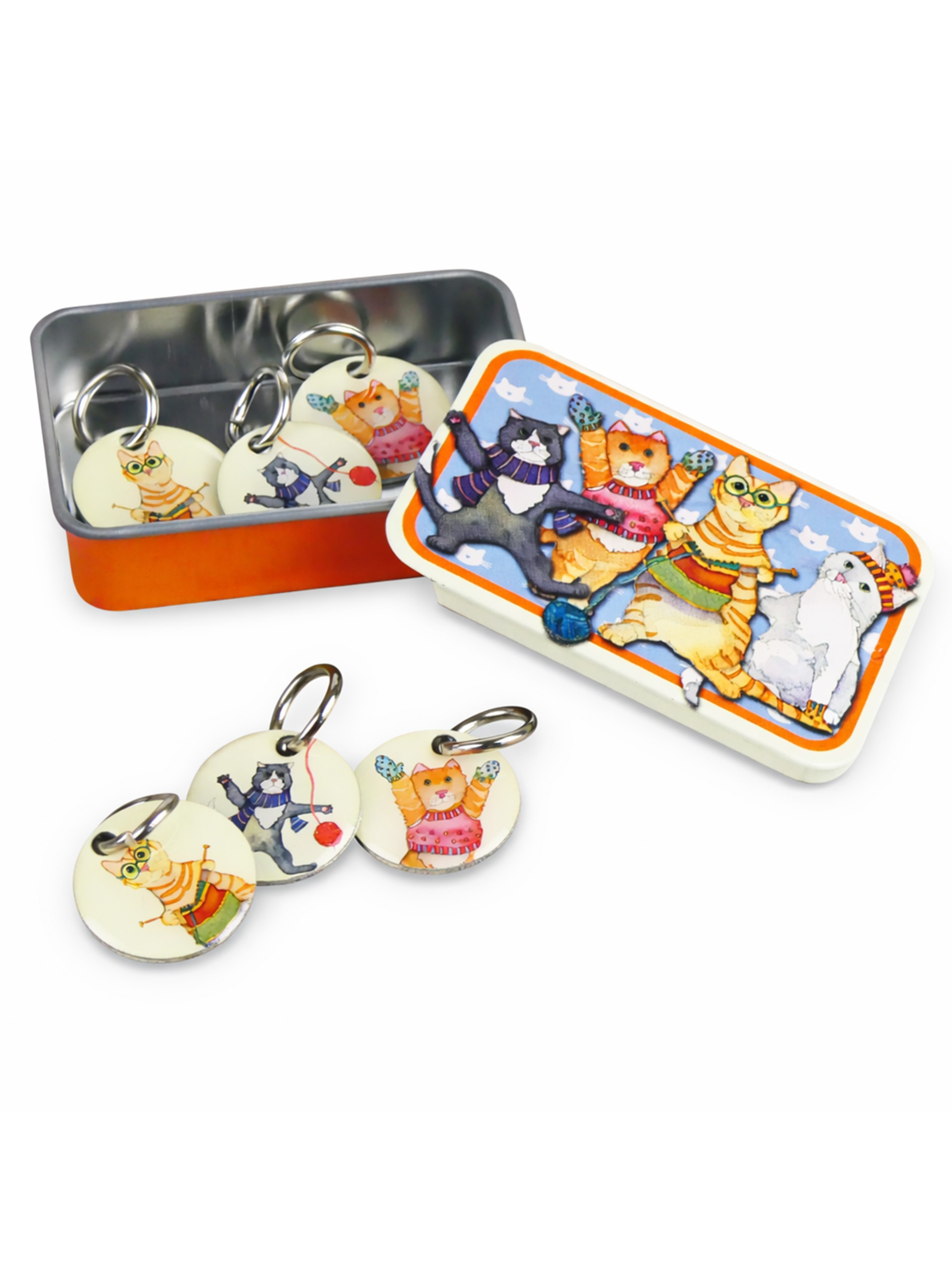 Maskemarkører m/tinnboks - Katter med votter