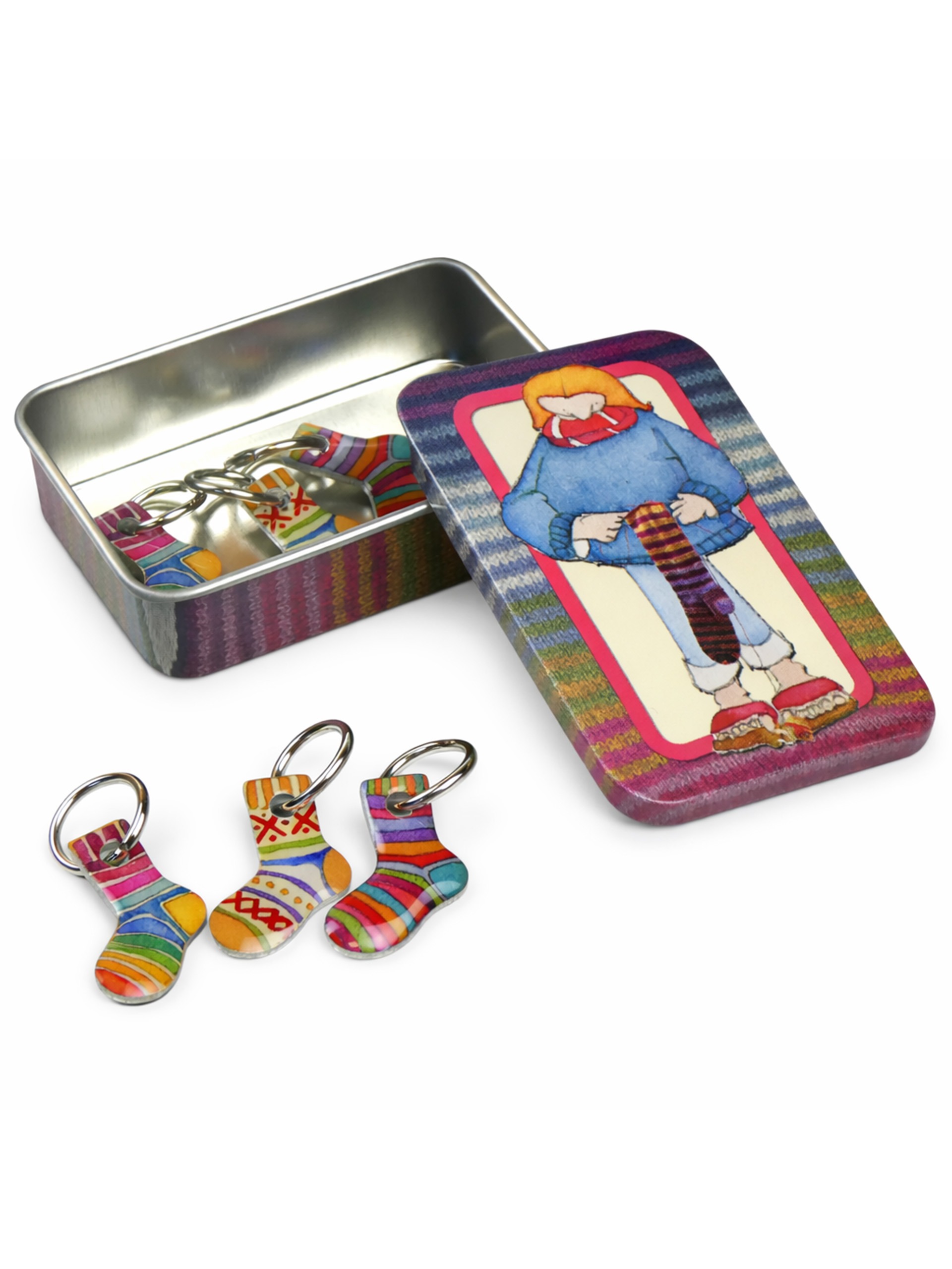 Maskemarkører m/tinnboks - Strikkede sokker