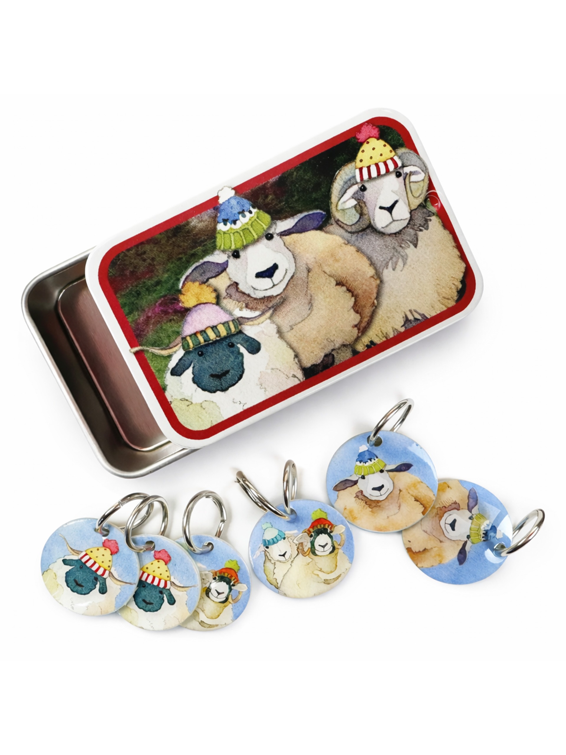 Maskemarkører m/tinnboks - Sauer med lue