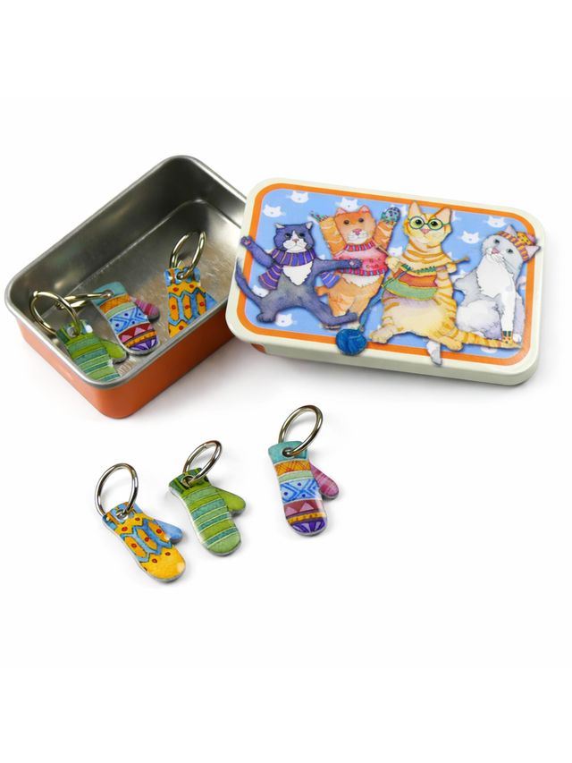 Maskemarkører m/tinnboks - Strikkede votter