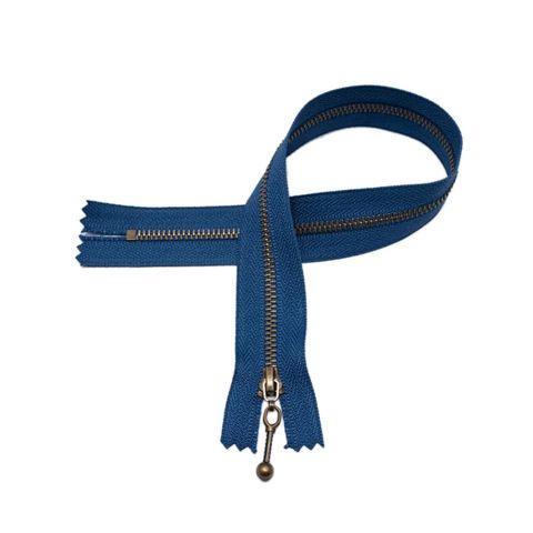 Glidelås - blå - 18cm