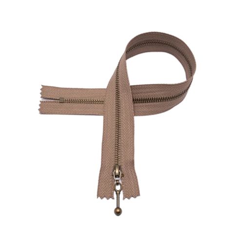 Glidelås - brun - 35cm